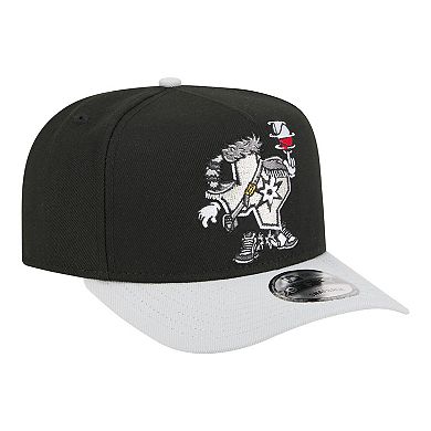Men's New Era Black San Antonio Spurs Injection Cartoon Logo A-Frame 9FIFTY Adjustable Hat