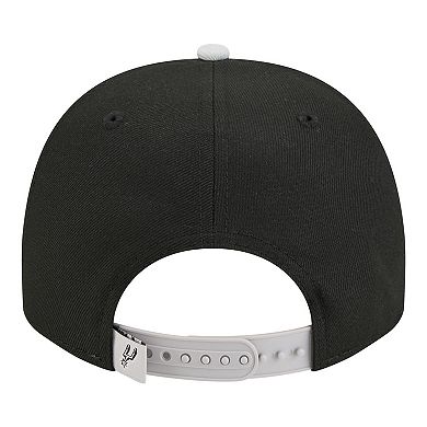Men's New Era Black San Antonio Spurs Injection Cartoon Logo A-Frame 9FIFTY Adjustable Hat