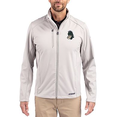 Men's Cutter & Buck Gray Michigan State Spartans Evoke Eco Softshell Recycled Full-Zip Jacket