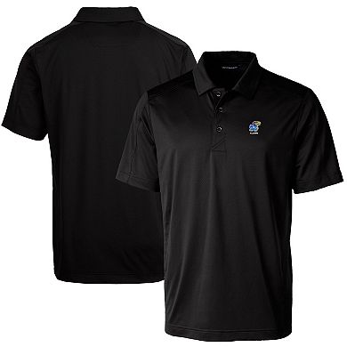 Men's Cutter & Buck Black Kansas Jayhawks Alumni Logo Prospect Textured Stretch Polo