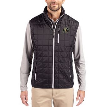 Men's Cutter & Buck Black Colorado Buffaloes Rainier Eco Insulated PrimaLoft Full-Zip Puffer Vest