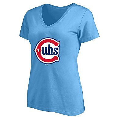 Women's Profile Pete Crow-Armstrong Light Blue Chicago Cubs Plus Size Name & Number V-Neck T-Shirt