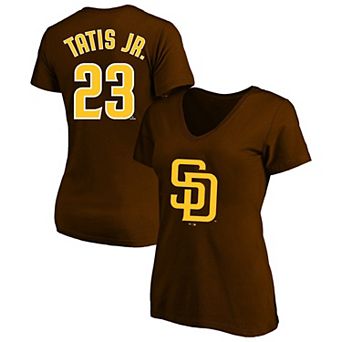 Women's Profile Fernando Tatis Jr. Brown San Diego Padres Plus Size Name & Number V-Neck T-Shirt