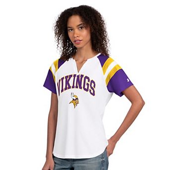 Women's Starter White Minnesota Vikings Game On Notch Neck T-Shirt