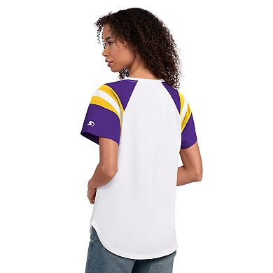 Women's Starter White Minnesota Vikings Game On Notch Neck T-Shirt