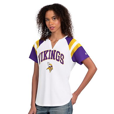 Women's Starter White Minnesota Vikings Game On Notch Neck T-Shirt