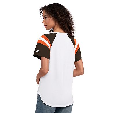 Women's Starter White Cleveland Browns Game On Notch Neck T-Shirt
