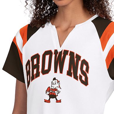 Women's Starter White Cleveland Browns Game On Notch Neck T-Shirt