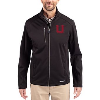 Men's Cutter & Buck Black Utah Utes Evoke Eco Softshell Recycled Full-Zip Jacket
