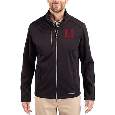 Men's Cutter & Buck Black Utah Utes Evoke Eco Softshell Recycled Full-Zip Jacket