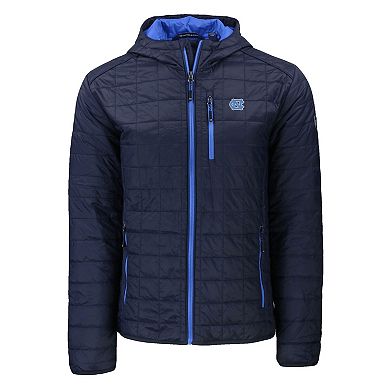 Men's Cutter & Buck Navy North Carolina Tar Heels Rainier Eco PrimaLoft Hooded Full-Zip Jacket