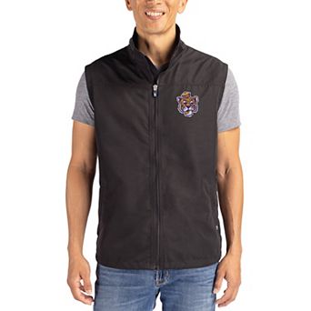Men's Cutter & Buck Black LSU Tigers Charter Eco Recycled Full-Zip Vest