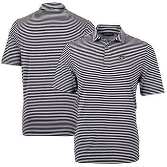 Men's Cutter & Buck Black Georgia Bulldogs Alumni Logo Virtue Eco Pique Stripe Recycled Polo