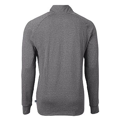 Men's Cutter & Buck Heather Black Ohio State Buckeyes Big & Tall Adapt Eco Knit Quarter-Zip Pullover Top