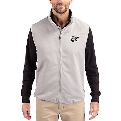 Men's Cutter & Buck Gray West Virginia Mountaineers Charter Eco Recycled Full-Zip Vest