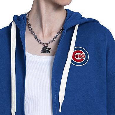 Women's Starter Royal/White Chicago Cubs Wishbone Full-Zip Hoodie