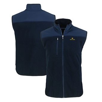 Men's Cutter & Buck Navy Notre Dame Fighting Irish Cascade Eco Sherpa Fleece Full-Zip Vest