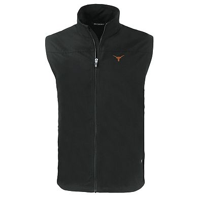 Men's Cutter & Buck Black Texas Longhorns Charter Eco Recycled Full-Zip Vest