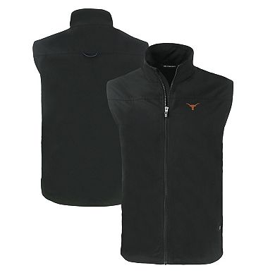 Men's Cutter & Buck Black Texas Longhorns Charter Eco Recycled Full-Zip Vest