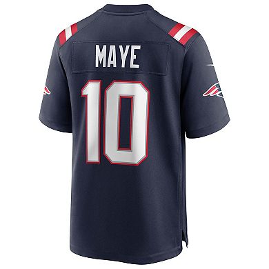 Men's Nike Drake Maye Navy New England Patriots Super Bowl LX Patch Game Jersey
