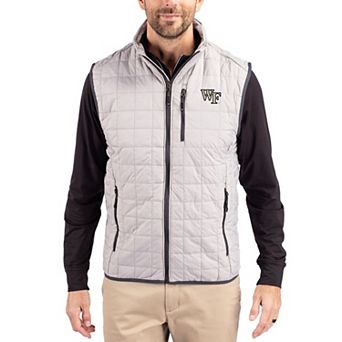 Men's Cutter & Buck Gray Wake Forest Demon Deacons Rainier Eco Insulated PrimaLoft Full-Zip Puffer Vest