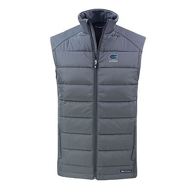 Men's Cutter & Buck Gray Florida Gators Evoke Hybrid Eco Softshell Recycled Full-Zip Vest