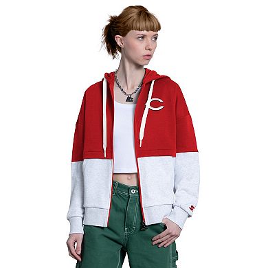 Women's Starter Red/Heather Gray Cincinnati Reds Wishbone Full-Zip Hoodie