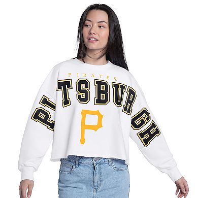 Women's G-III 4Her by Carl Banks White Pittsburgh Pirates Bleachers Cropped Pullover Sweatshirt