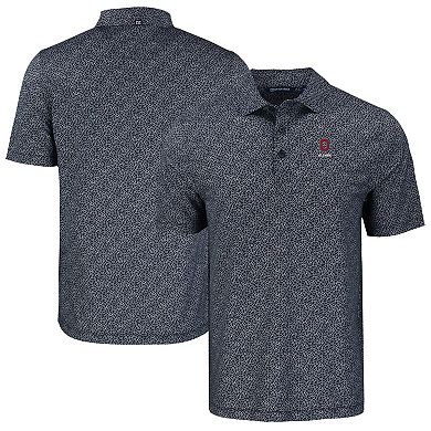 Men's Cutter & Buck Black Ohio State Buckeyes Pike Eco Pebble Print Stretch Recycled Polo