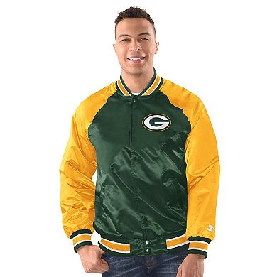Men's Starter Green/Gold Green Bay Packers Inductee Full-Snap Varsity Jacket