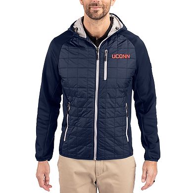 Men's Cutter & Buck Navy UConn Huskies Rainier Eco Hybrid PrimaLoft Raglan Full-Zip Jacket