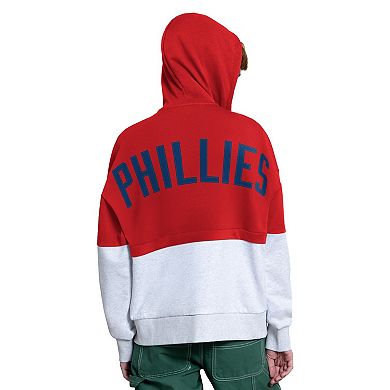 Women's Starter Red/Heather Gray Philadelphia Phillies Wishbone Full-Zip Hoodie