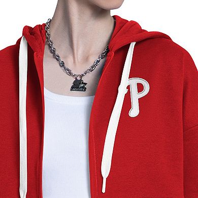 Women's Starter Red/Heather Gray Philadelphia Phillies Wishbone Full-Zip Hoodie