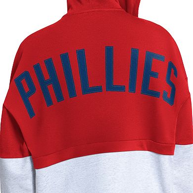 Women's Starter Red/Heather Gray Philadelphia Phillies Wishbone Full-Zip Hoodie