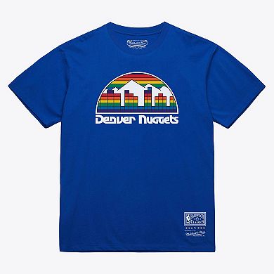 Unisex Mitchell & Ness Royal Denver Nuggets Hardwood Classics Basic Logo Arch T-Shirt