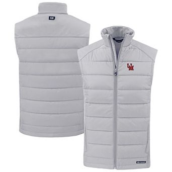 Men's Cutter & Buck Gray Ole Miss Rebels Evoke Hybrid Eco Softshell Recycled Full-Zip Vest