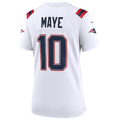Women's Nike Drake Maye White New England Patriots Super Bowl LX Patch Game Jersey
