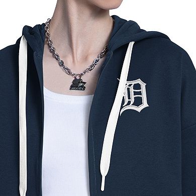 Women's Starter Navy/White Detroit Tigers Wishbone Full-Zip Hoodie