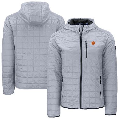 Men's Cutter & Buck Gray Clemson Tigers Rainier Eco PrimaLoft Hooded Full-Zip Jacket