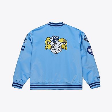 Men's Mitchell & Ness Carolina Blue North Carolina Tar Heels Double Clutch Lightweight Satin Full-Snap Jacket