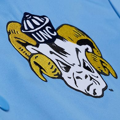 Men's Mitchell & Ness Carolina Blue North Carolina Tar Heels Double Clutch Lightweight Satin Full-Snap Jacket