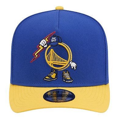 Men's New Era Royal Golden State Warriors Injection Cartoon Logo A-Frame 9FIFTY Adjustable Hat