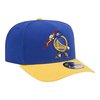 Men's New Era Royal Golden State Warriors Injection Cartoon Logo A-Frame 9FIFTY Adjustable Hat