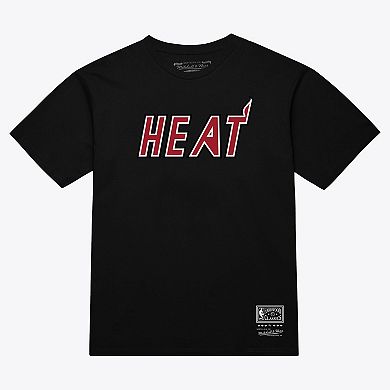 Unisex Mitchell & Ness Black Miami Heat Wordmark T-Shirt