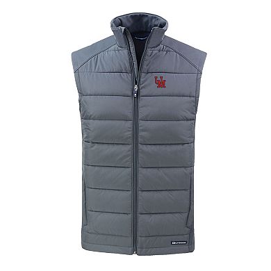 Men's Cutter & Buck Gray Ole Miss Rebels Evoke Hybrid Eco Softshell Recycled Full-Zip Vest