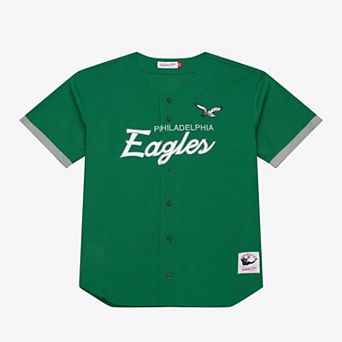 Men's Mitchell & Ness Kelly Green Philadelphia Eagles Head Coach Mesh Full-Button Fashion Jersey