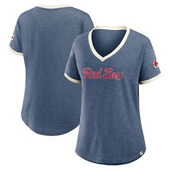 Women's Fanatics Navy Boston Red Sox Cooperstown Collection Vintage Play��� V-Neck T-Shirt