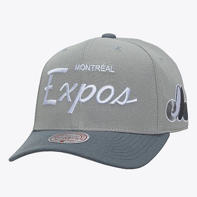 Men's Mitchell & Ness Gray Montreal Expos Cooperstown Thunderstorm Head Coach Pro-Crown Adjustable Hat