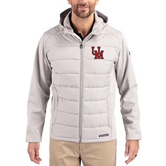 Men's Cutter & Buck Gray Ole Miss Rebels Evoke Hybrid Eco Softshell Recycled Full Zip Hooded Jacket