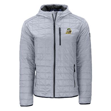Men's Cutter & Buck Gray Oregon Ducks Rainier Eco PrimaLoft Hooded Full-Zip Jacket